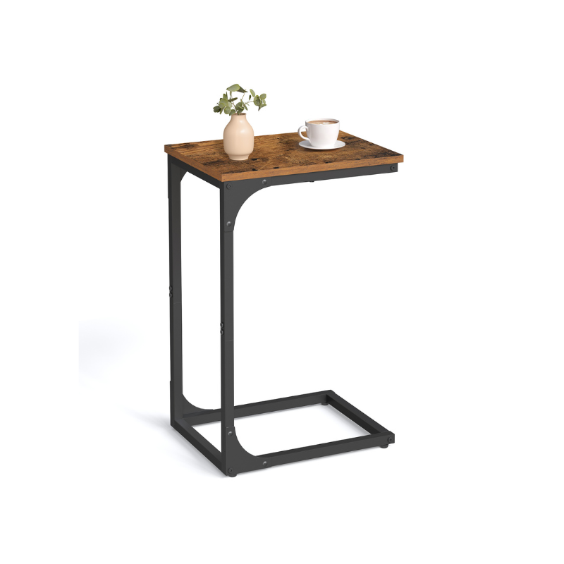 Industrial C-Shaped End Table Set for Couch Sofa, Metal Frame Side Tables