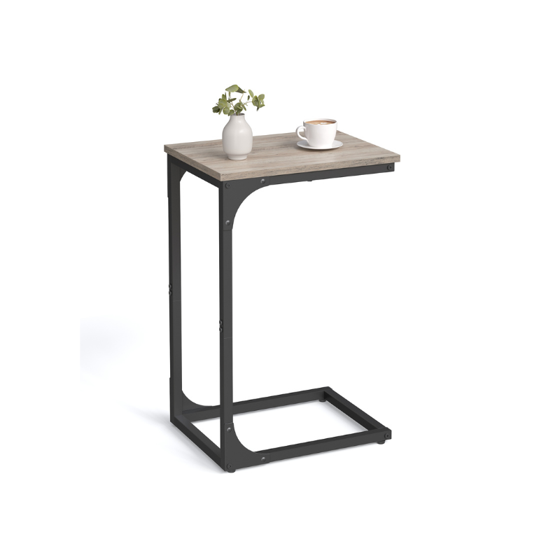 Industrial C-Shaped End Table Set for Couch Sofa, Metal Frame Side Tables
