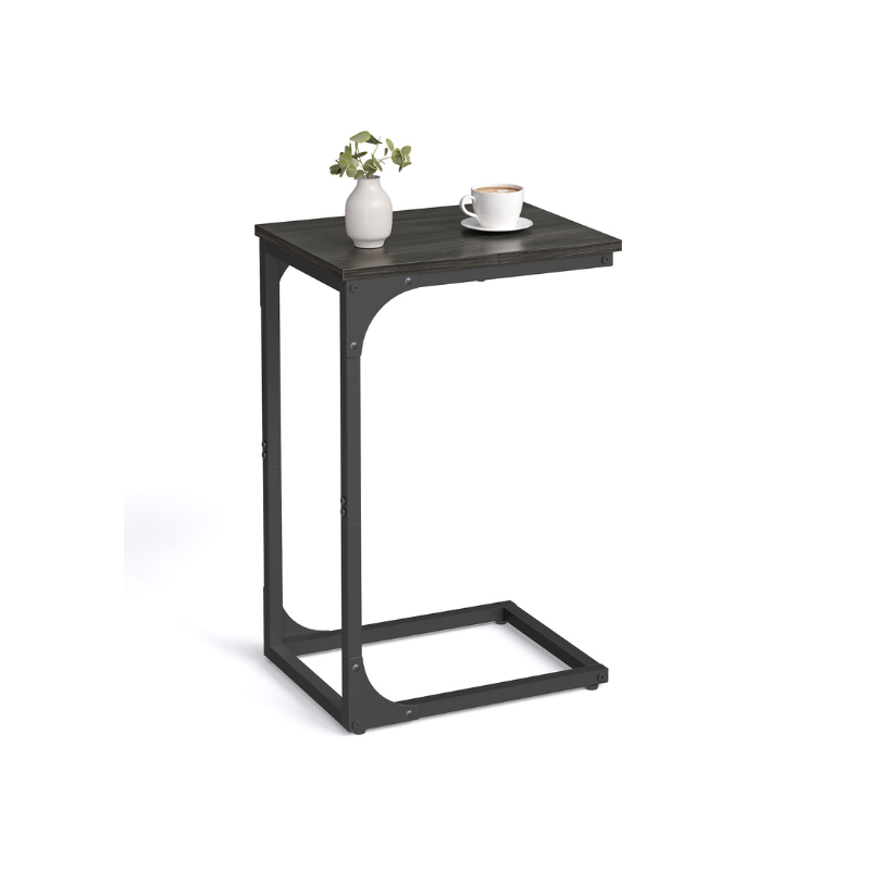 Industrial C-Shaped End Table Set for Couch Sofa, Metal Frame Side Tables