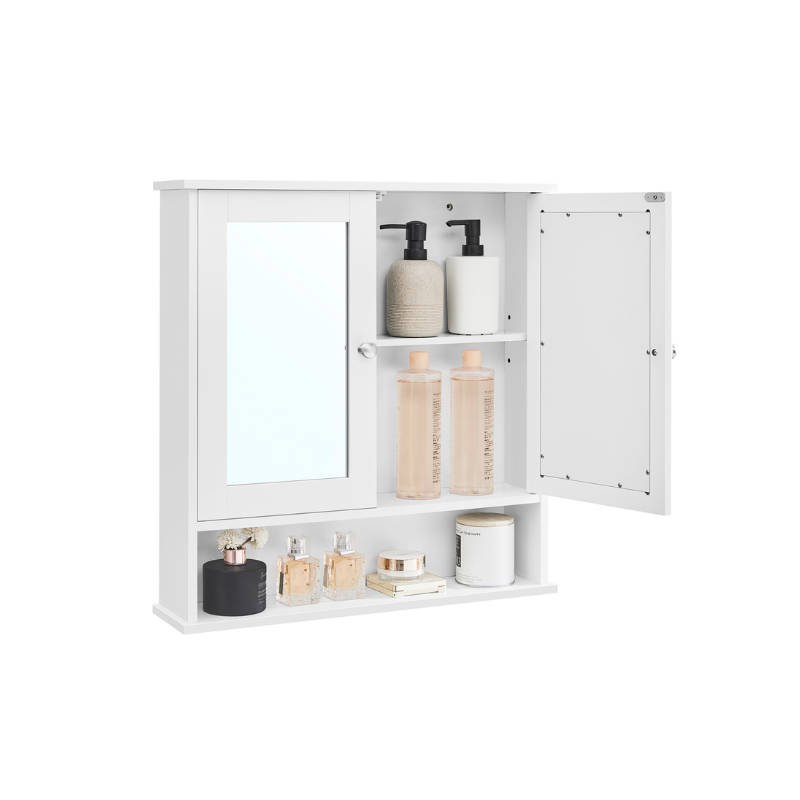 VASAGLE Wall-Mounted Bathroom Cabinet with Mirror, Adjustable Shelf, Space-Saving Storage