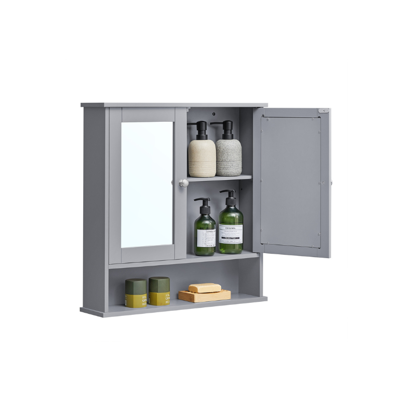 VASAGLE Wall-Mounted Bathroom Cabinet with Mirror, Adjustable Shelf, Space-Saving Storage
