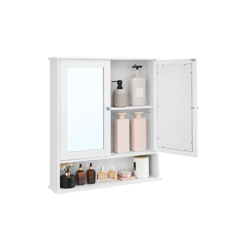 VASAGLE Wall-Mounted Bathroom Cabinet with Mirror, Adjustable Shelf, Space-Saving Storage