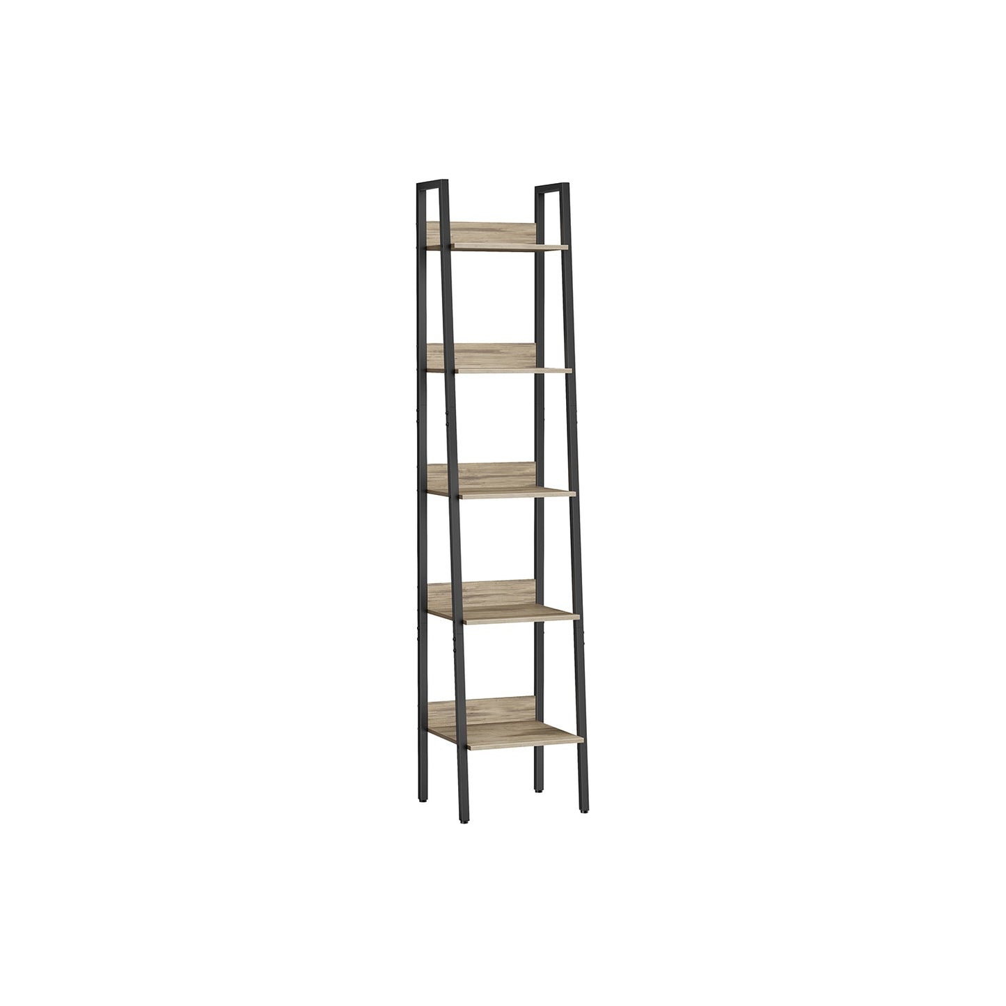 VASAGLE Industrial Wood-Look Ladder Bookshelf, Multi-Tier Metal Frame Storage Unit