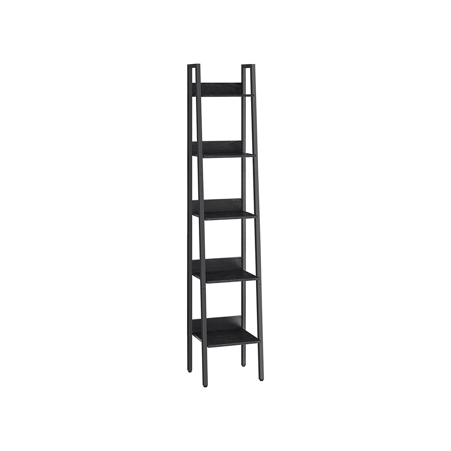 VASAGLE Industrial Wood-Look Ladder Bookshelf, Multi-Tier Metal Frame Storage Unit