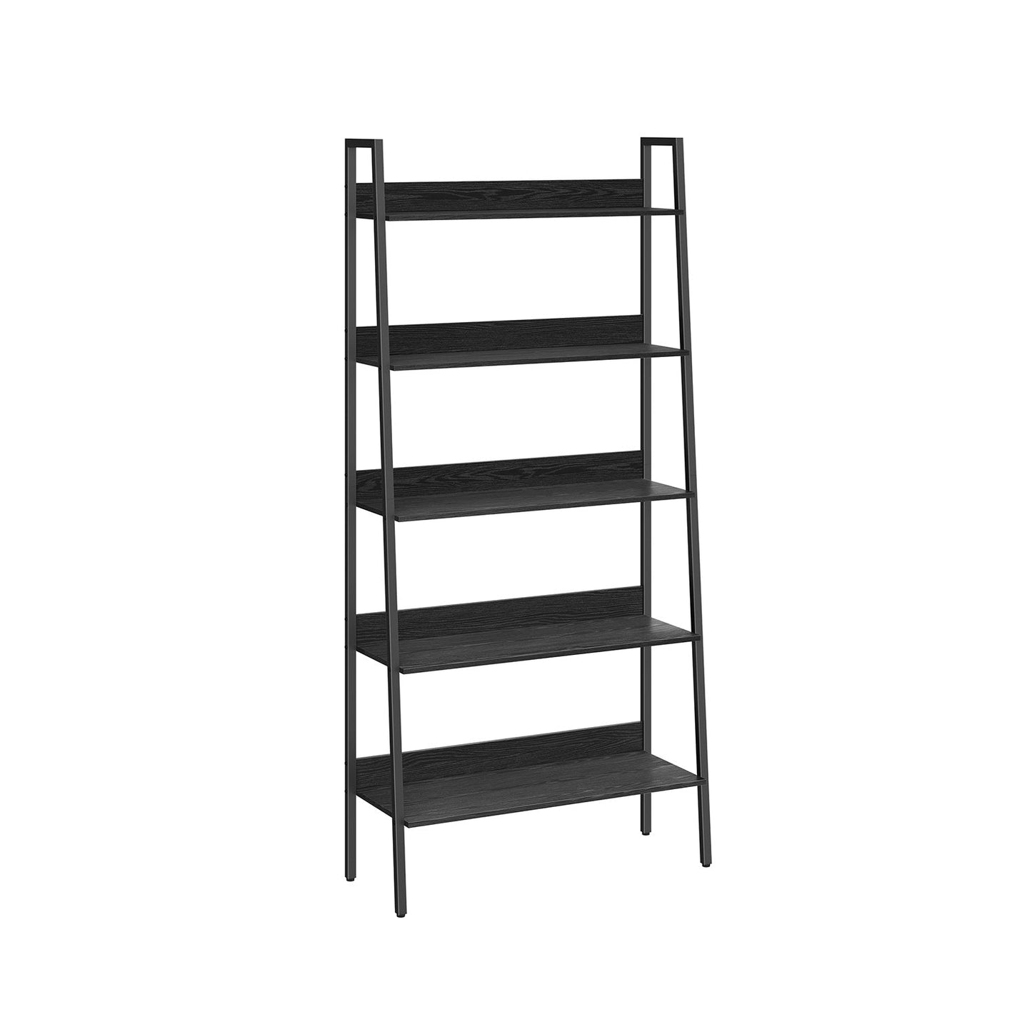 VASAGLE Industrial Wood-Look Ladder Bookshelf, Multi-Tier Metal Frame Storage Unit
