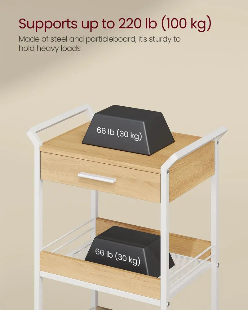 3-Tier Rolling Utility Cart with Table Top, Handles