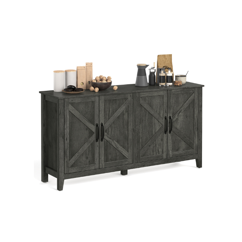 VASAGLE Rustic Farmhouse Buffet Storage Cabinet with Adjustable Shelves