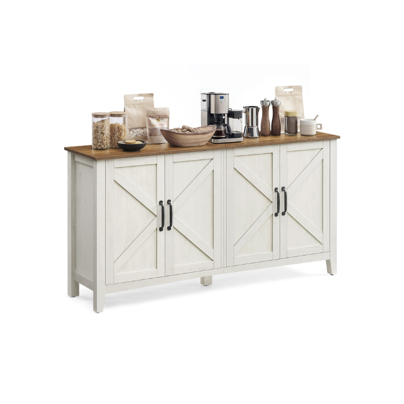 VASAGLE Rustic Farmhouse Buffet Storage Cabinet with Adjustable Shelves