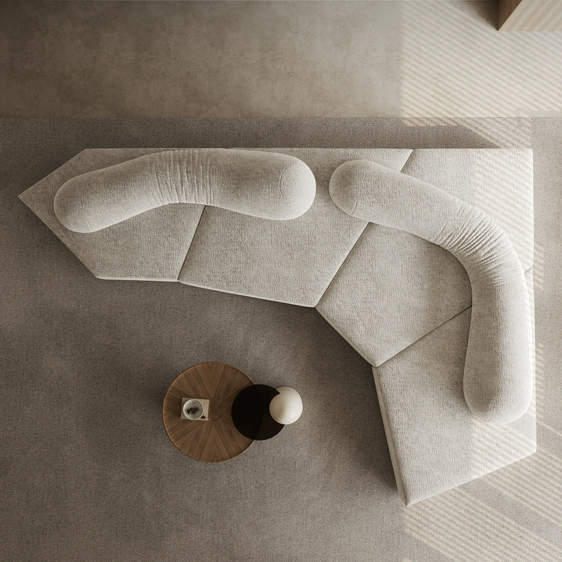Rock Style Fabric Sofa for Large Living Room | Modern Irregular Villa Sofa