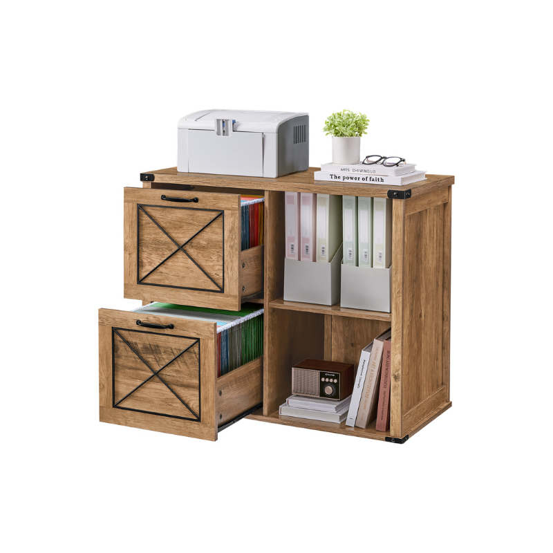 VASAGLE Farmhouse Lateral File Cabinet, 2-Drawer Filing Printer Stand