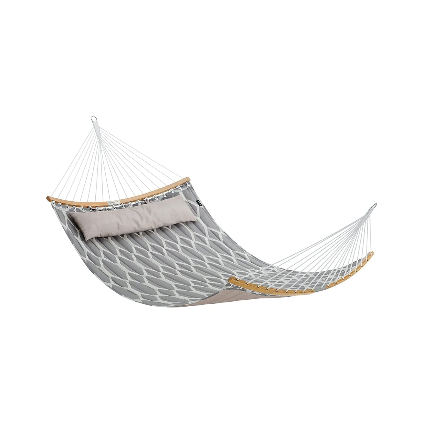 Premium Quilted Hammock, Curved Bamboo Spreader, Plush Pillow, 495lb Capacity
