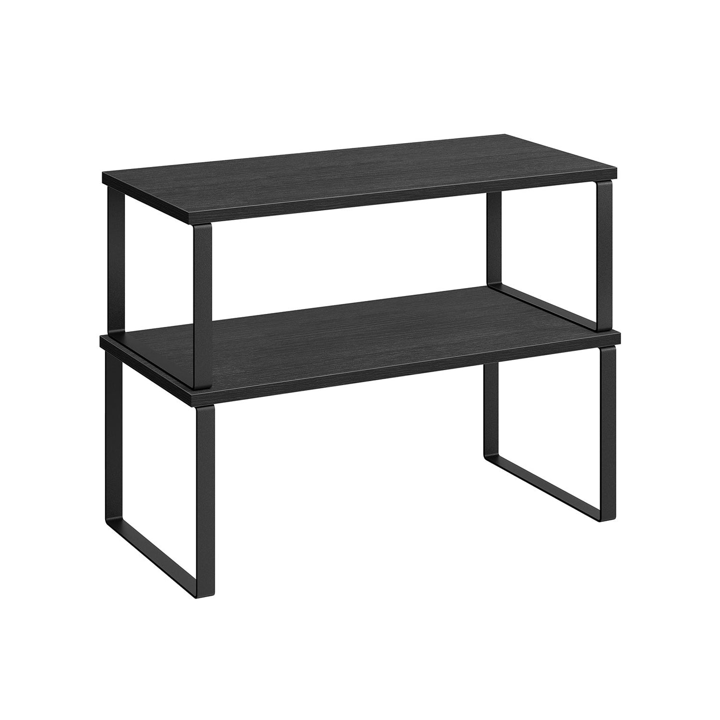 Expandable Stackable Kitchen Countertop Shelves, Metal Bamboo Cabinet Organizer Set
