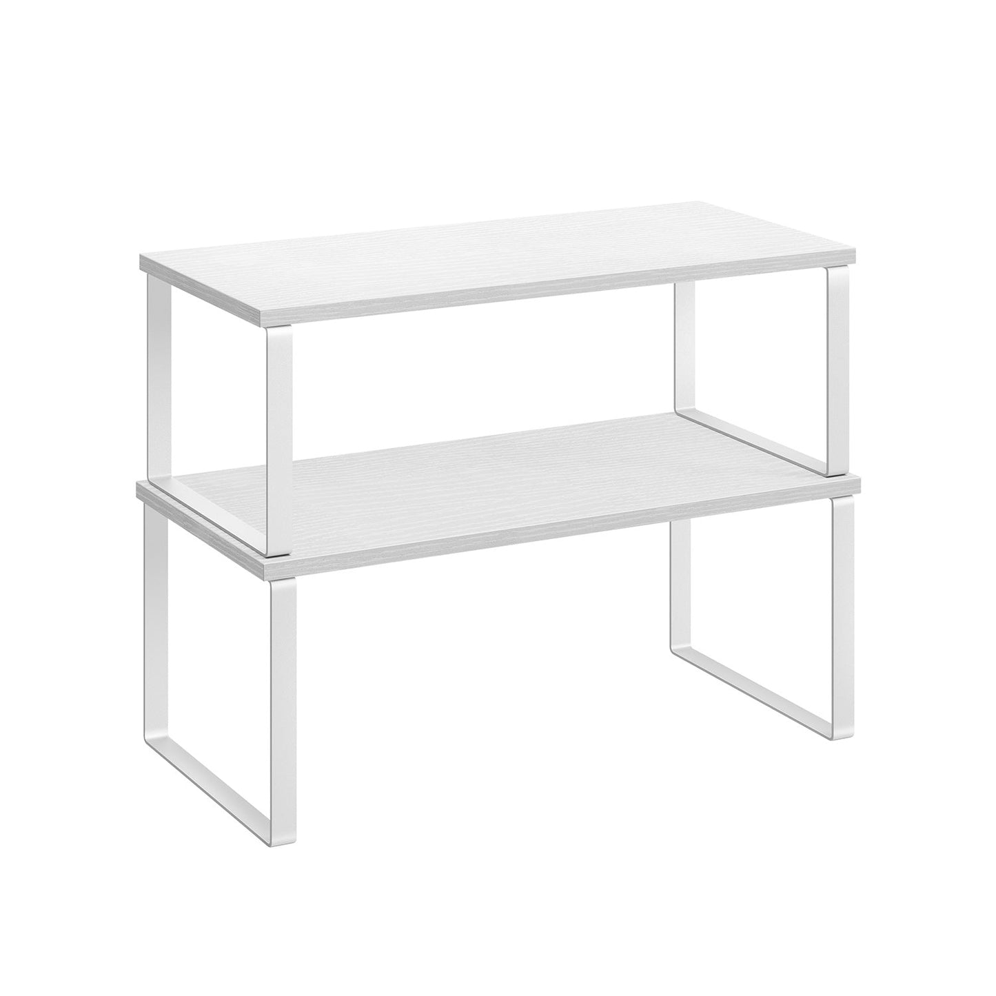 Expandable Stackable Kitchen Countertop Shelves, Metal Bamboo Cabinet Organizer Set