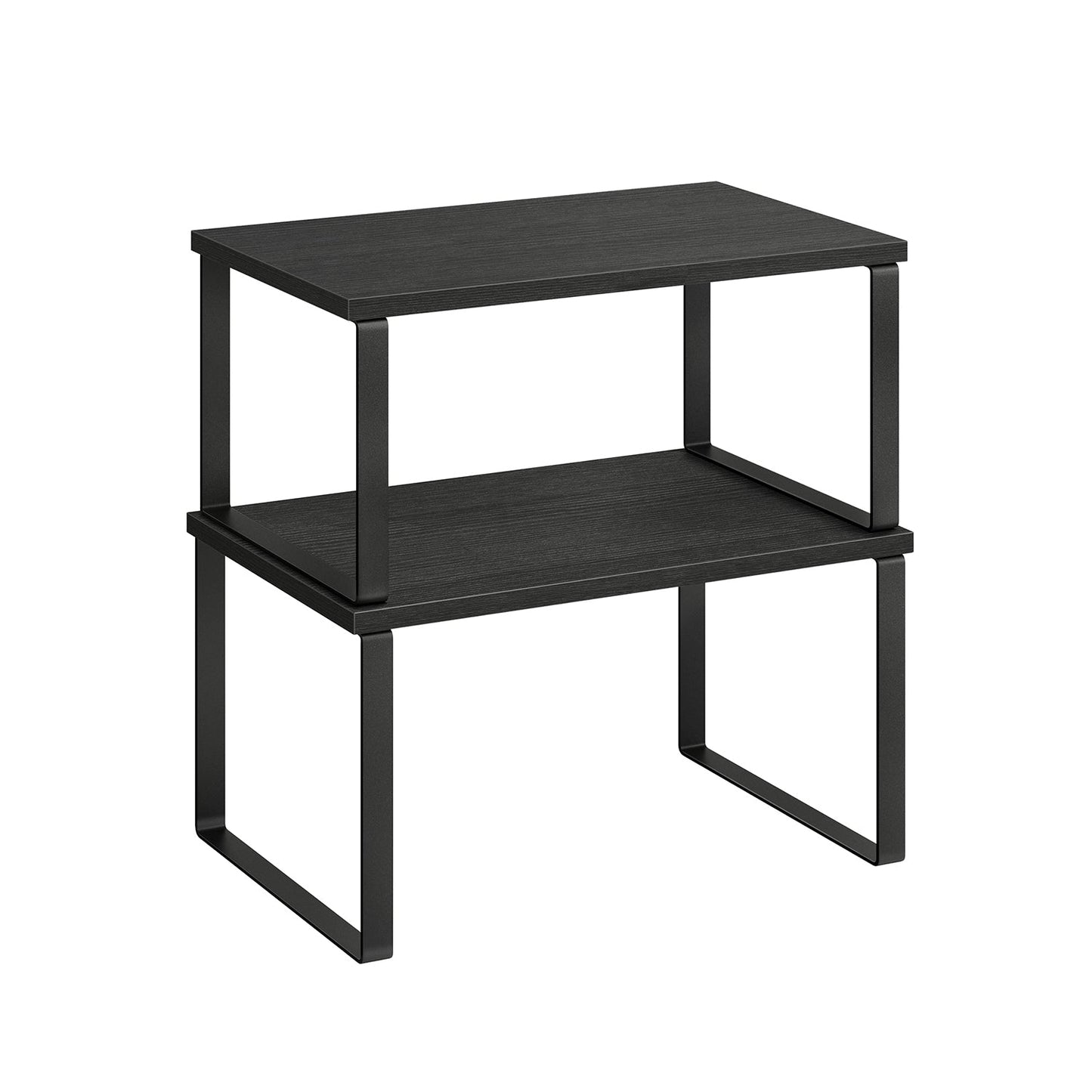 Expandable Stackable Kitchen Countertop Shelves, Metal Bamboo Cabinet Organizer Set
