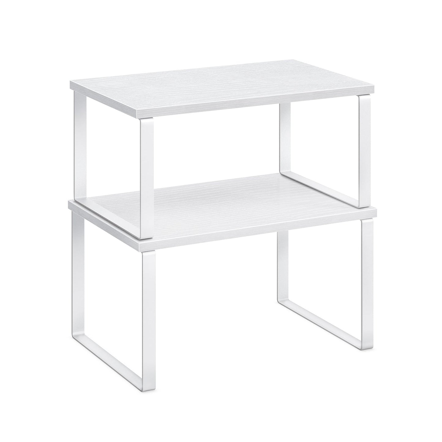 Expandable Stackable Kitchen Countertop Shelves, Metal Bamboo Cabinet Organizer Set