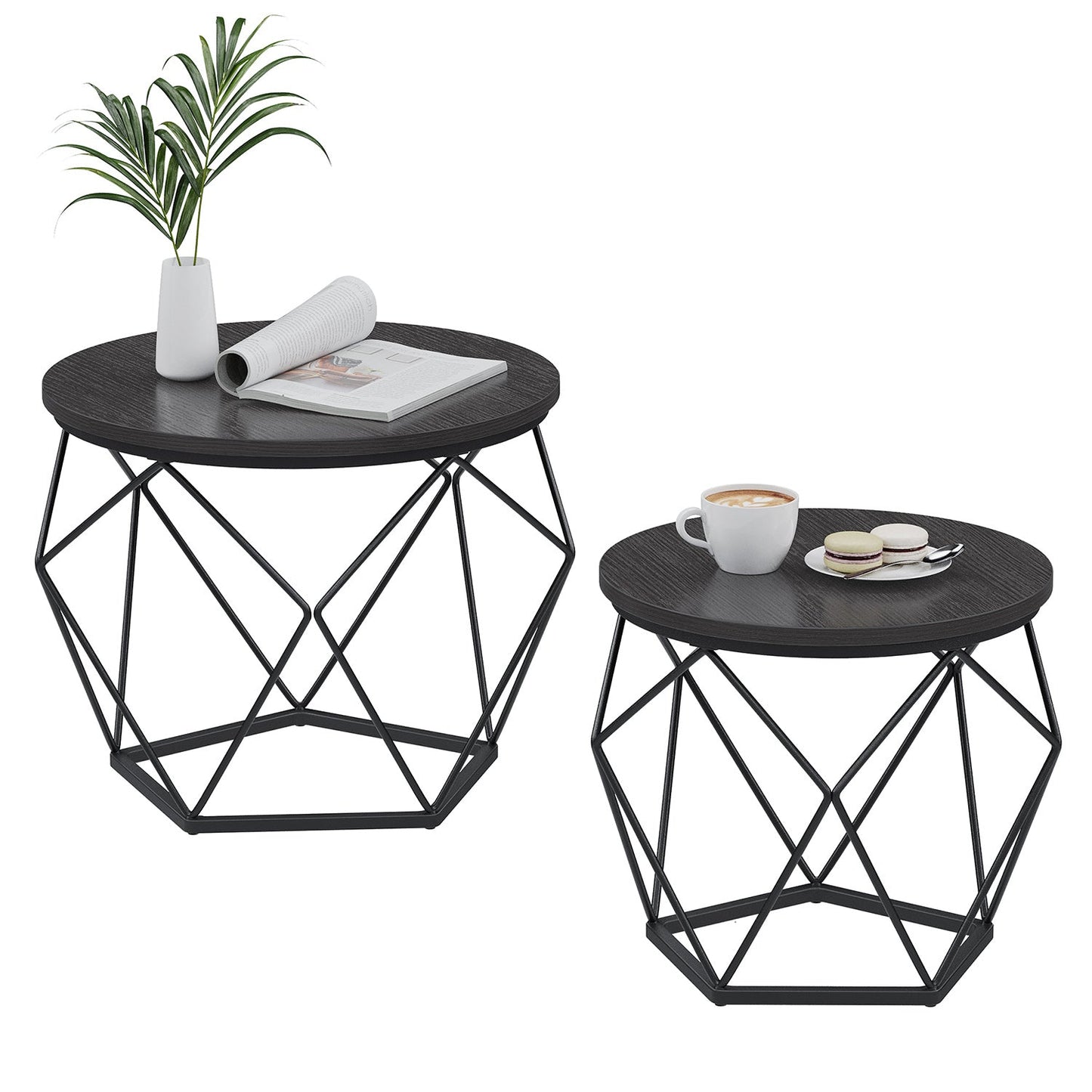 VASAGLE Industrial Nesting Coffee Tables Set of 2, Steel Frame