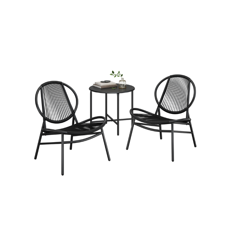 SONGMICS Outdoor Bistro Set Acapulco Chairs Side Table Conversation Patio Furniture