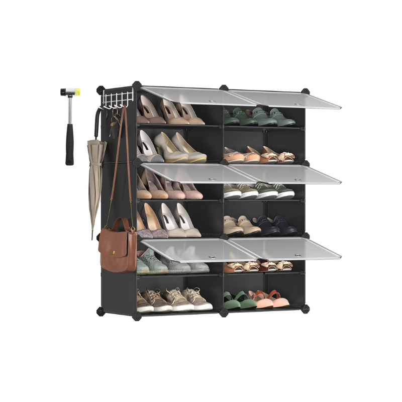 Versatile Modular Shoe Organizer Rack with Doors - Multi-Cube Storage Solution