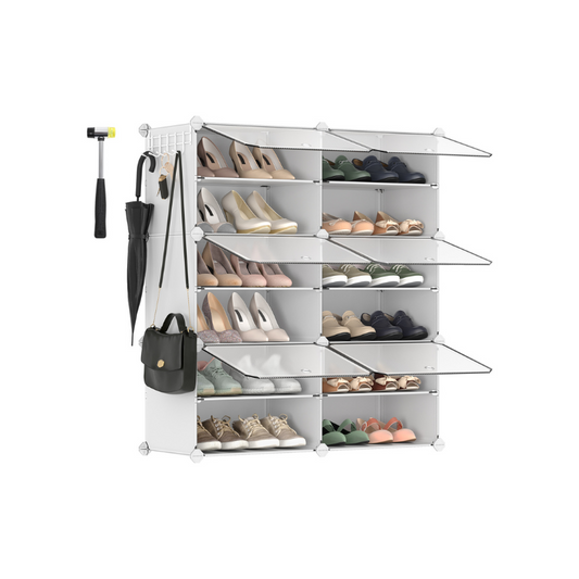 Versatile Modular Shoe Organizer Rack with Doors - Multi-Cube Storage Solution