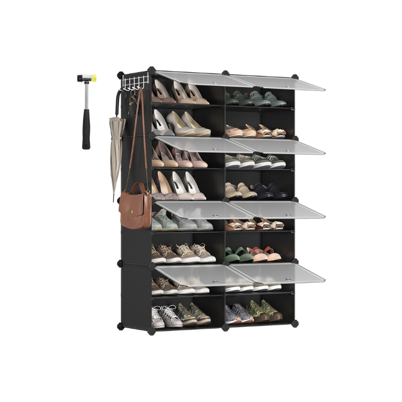 Versatile Modular Shoe Organizer Rack with Doors - Multi-Cube Storage Solution