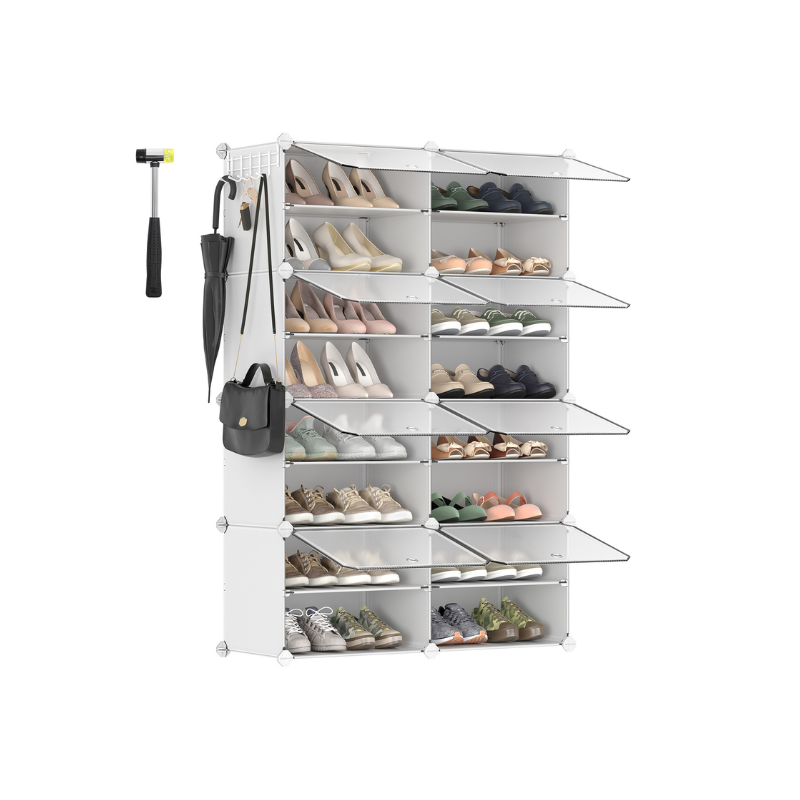 Versatile Modular Shoe Organizer Rack with Doors - Multi-Cube Storage Solution