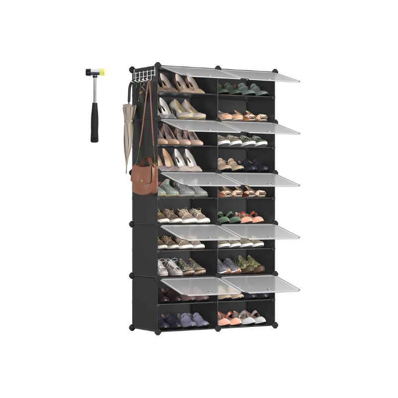 Versatile Modular Shoe Organizer Rack with Doors - Multi-Cube Storage Solution