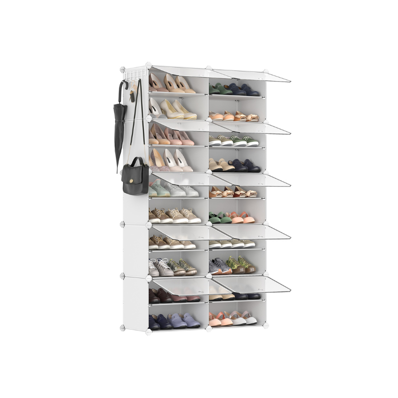 Versatile Modular Shoe Organizer Rack with Doors - Multi-Cube Storage Solution
