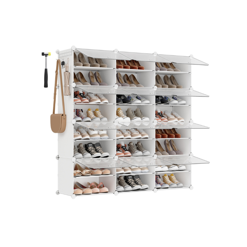 Versatile Modular Shoe Organizer Rack with Doors - Multi-Cube Storage Solution