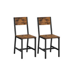 FURNMICS Dining Chair Set of 2, Rustic Wood Chairs with Metal Steel Frame