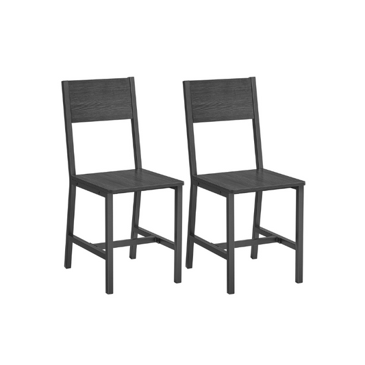 FURNMICS Dining Chair Set of 2, Rustic Wood Chairs with Metal Steel Frame