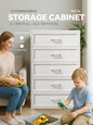 White Dresser with Drawers for Clothes – Fits Bedroom/Living Room – 121×80×40cm