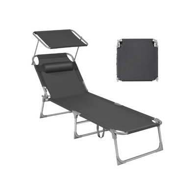 FURNMICS Sun Lounger with Sunshade Headrest Adjustable Backrest