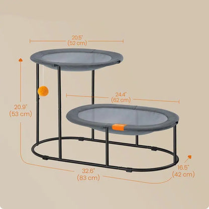 FURNMICS-2-Tier Elevated Cat Bed for Multi-Cat Households