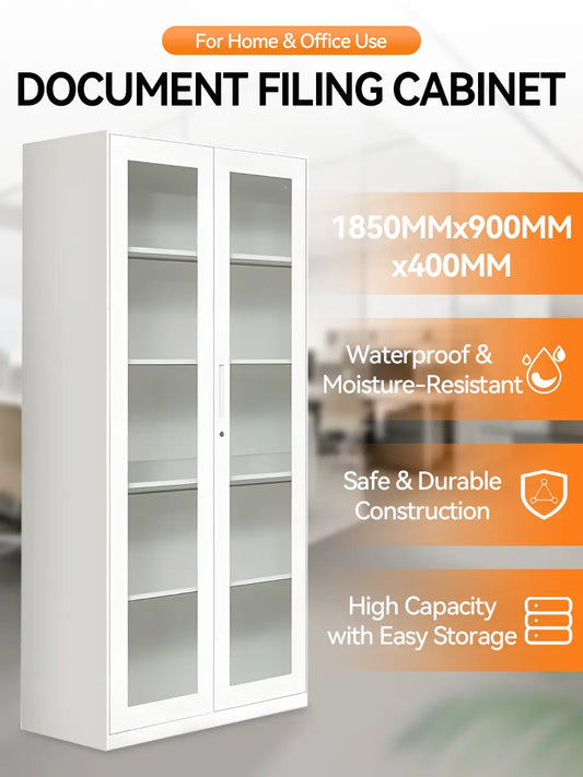 Display Cabinet HL-A-002-0001 – 2-Door Metal Frame – 185×90×40cm