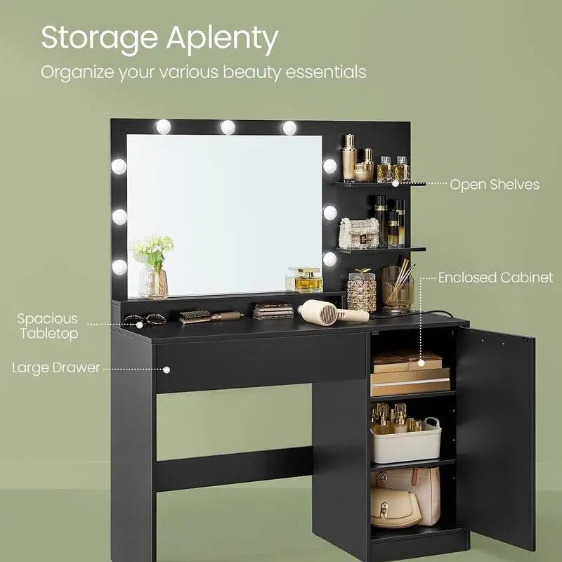 FURNMICS Vanity Desk with Mirror and Lights