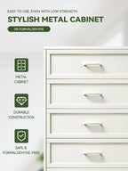 White Dresser with Drawers for Clothes – Fits Bedroom/Living Room – 121×80×40cm 