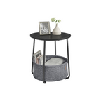 FURNMICS Round End Table with Storage Basket