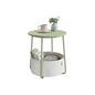 VASAGLE Modern Round Nightstand Side Table, Fabric Storage Basket, Compact Home Furniture
