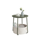 VASAGLE Modern Round Nightstand Side Table, Fabric Storage Basket, Compact Home Furniture