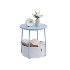 FURNMICS Round End Table with Storage Basket
