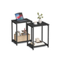 VASAGLE Industrial Steel Frame Side Tables Set, Open Storage Shelf