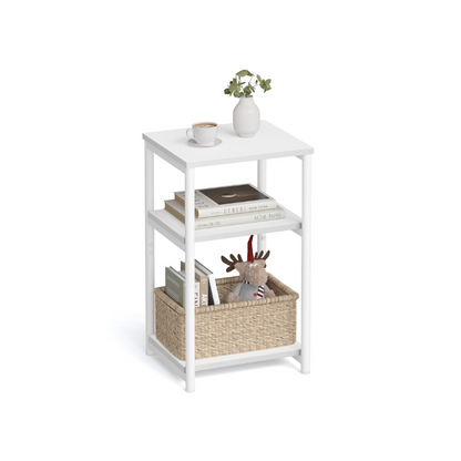 VASAGLE Industrial 3-Tier Slim Side Table, Storage Shelves, Sturdy Steel Frame