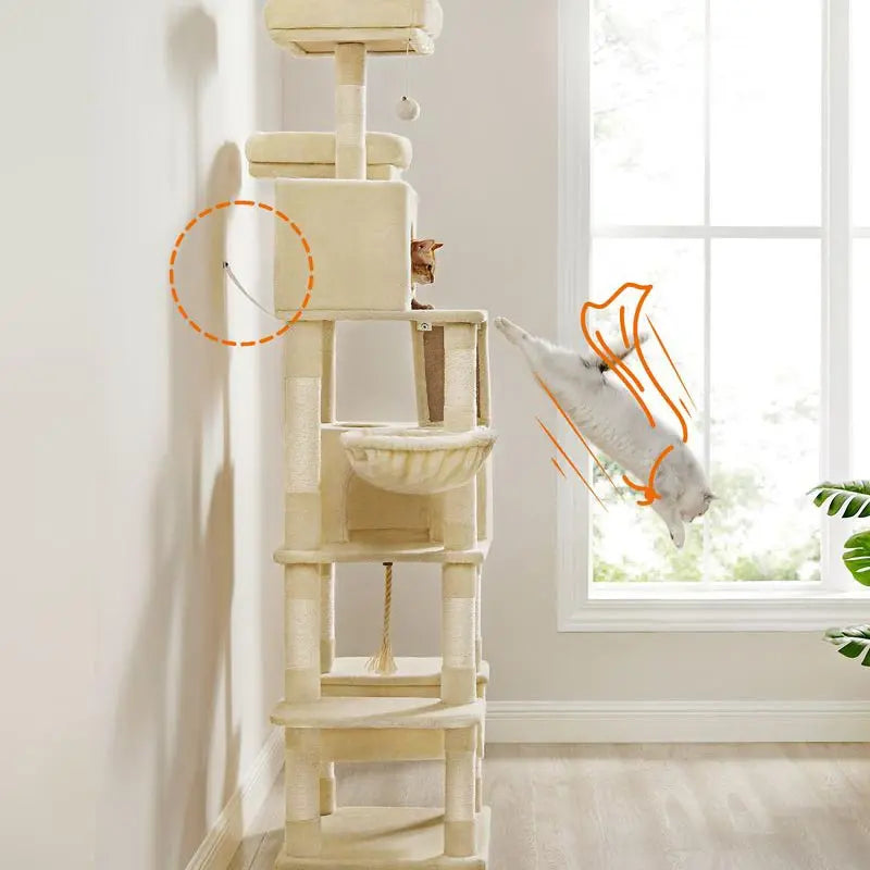 FURNMICS 81.1" Large Multi-Level Cat Tree with 13 Scratching Posts