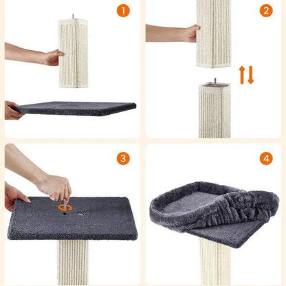 FURNMICS 27.9-Inch Cat Scratcher with 15.7 x 11.8 Inches Plush Perch