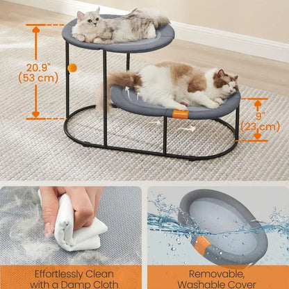 FURNMICS-2-Tier Elevated Cat Bed for Multi-Cat Households