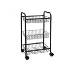 Durable 3-Tier Metal Rolling Utility Cart with Lockable Wheels and Handles