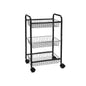 Durable 3-Tier Metal Rolling Utility Cart with Lockable Wheels and Handles