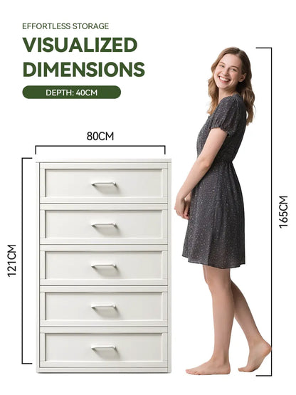 White Dresser with Drawers for Clothes – Fits Bedroom/Living Room – 121×80×40cm