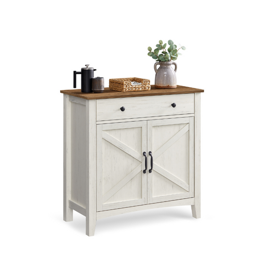 VASAGLE Farmhouse Buffet Cabinet: Spacious Storage, Drawer, Adjustable Shelf, Rustic Elegance