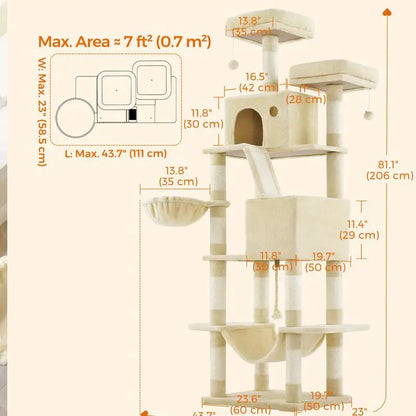 FURNMICS 81.1" Large Multi-Level Cat Tree with 13 Scratching Posts